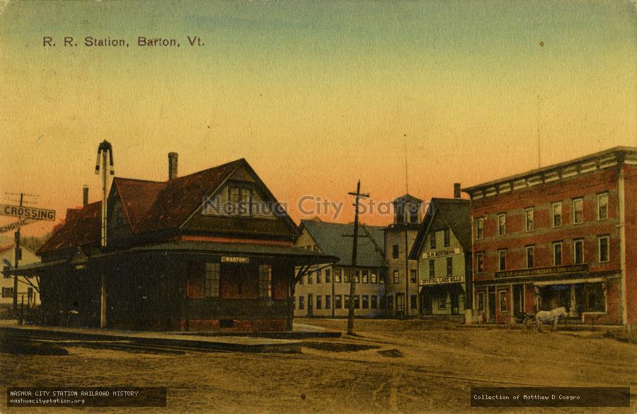 Postcard: Railroad Station, Barton, Vermont